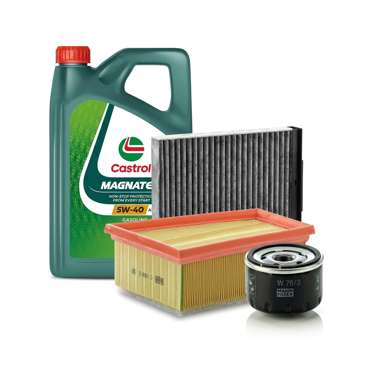 Kit revizie ulei Castrol MAGNATEC 5W-40 A3/B4 + filtre Renault Megane 2 1.6 Flex-Fuel 105 CP – MANN