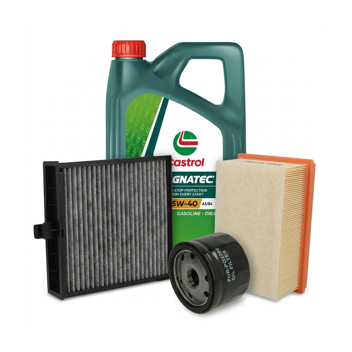 Kit revizie ulei Castrol MAGNATEC 5W-40 A3/B4 + filtre Renault Megane 2 1.6 Flex-Fuel 105 CP – PURRO