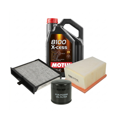 Kit revizie ulei Motul 8100 X-CESS 5W-40 + filtre Renault Megane 2 1.6 Flex-Fuel 105 CP – PURRO