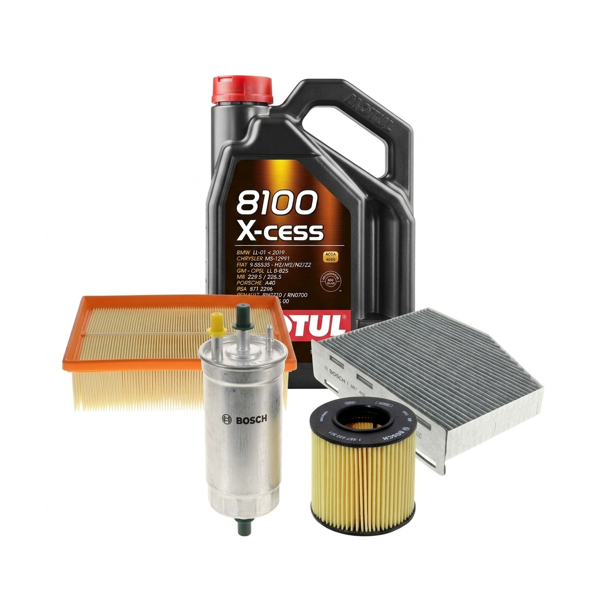 Kit revizie ulei Motul 8100 X-CESS 5W-40 + filtre VW Touran 1T1/1T2 1.4 TSI 170 CP – Bosch