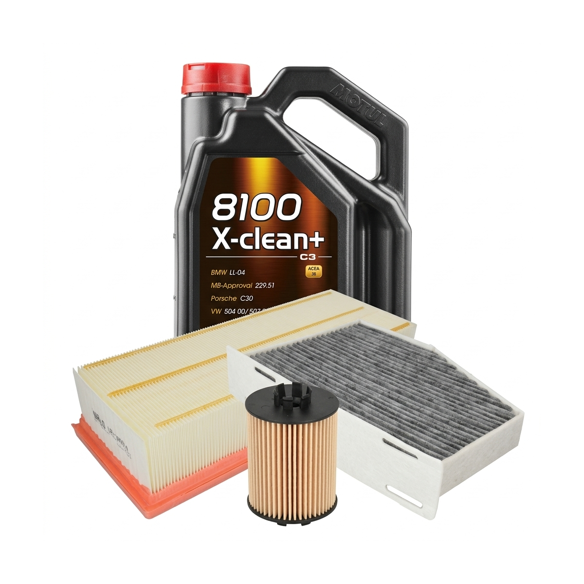 Kit revizie ulei Motul 8100 X-CLEAN+ 5W-30 + filtre VW Touran 1T1/1T2 1.4 TSI 170 CP – PURRO