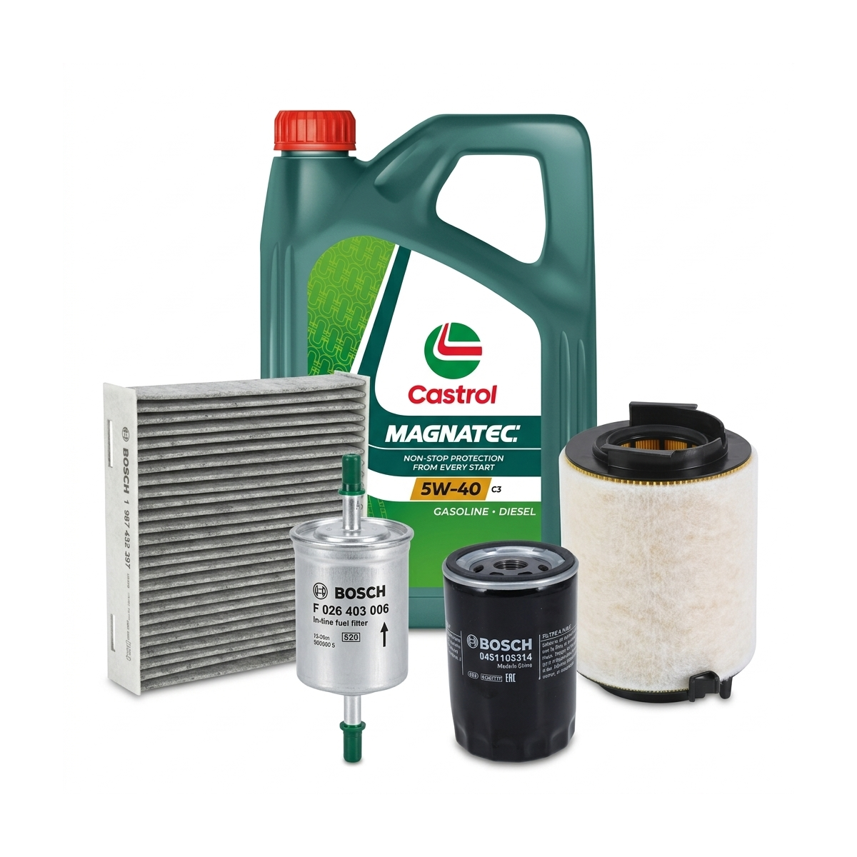 Kit revizie ulei Castrol MAGNATEC 5W-40 C3 + filtre VW Golf 5 2.0 116 CP – Bosch