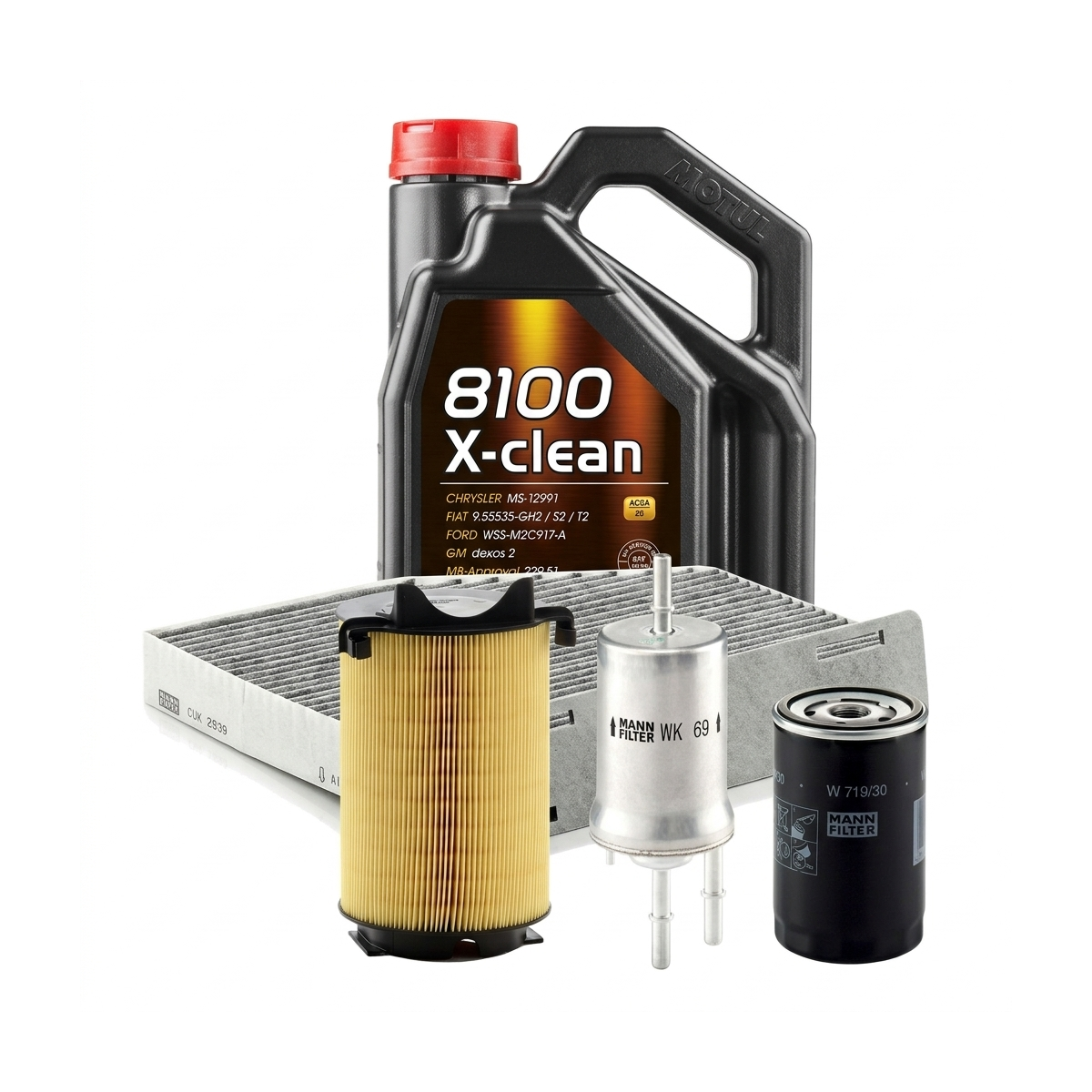 Kit revizie ulei Motul 8100 X-CLEAN 5W-40 + filtre VW Golf 5 2.0 116 CP – MANN