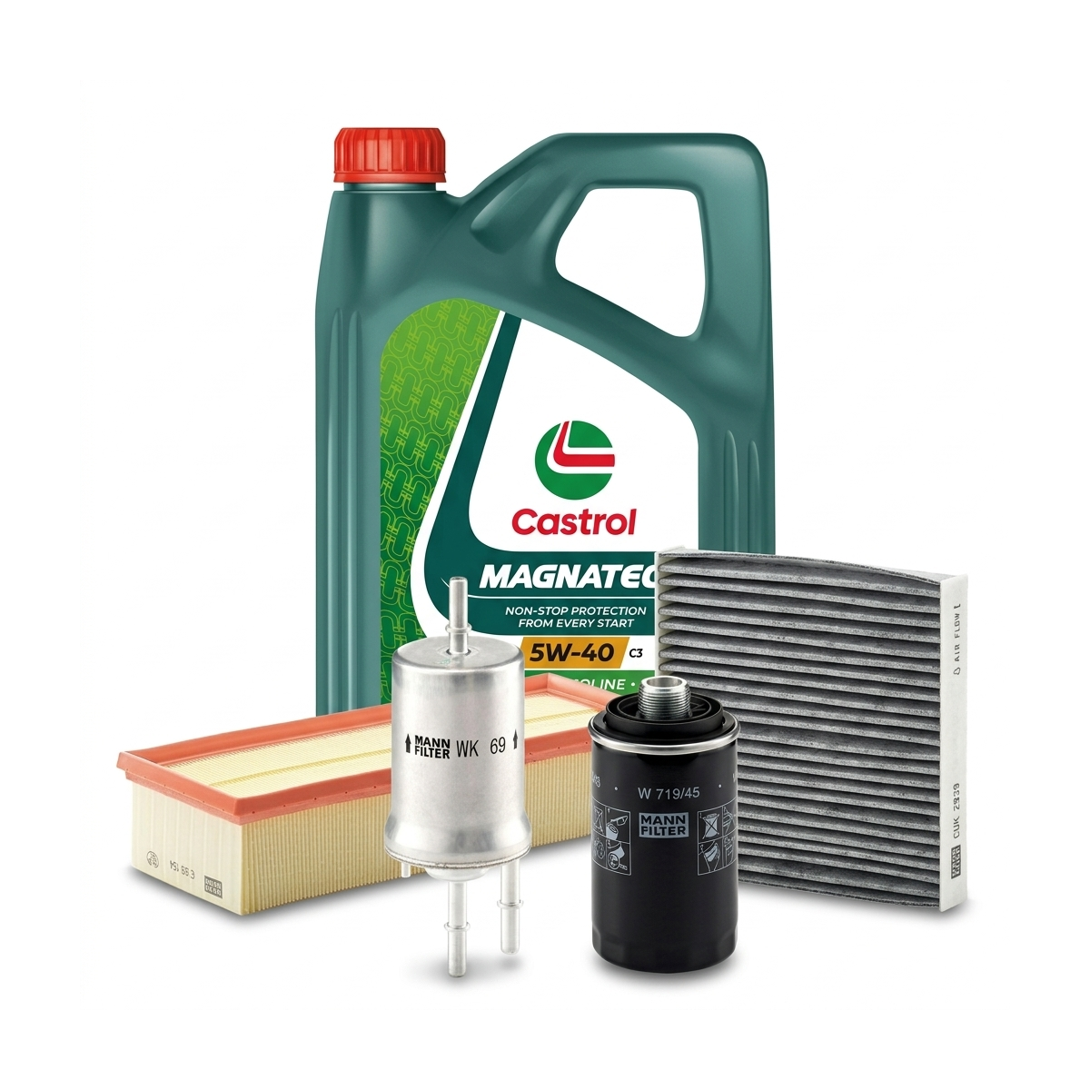 Kit revizie ulei Castrol MAGNATEC 5W-40 C3 + filtre Skoda Octavia 2 1.8 TSI 160 CP – MANN