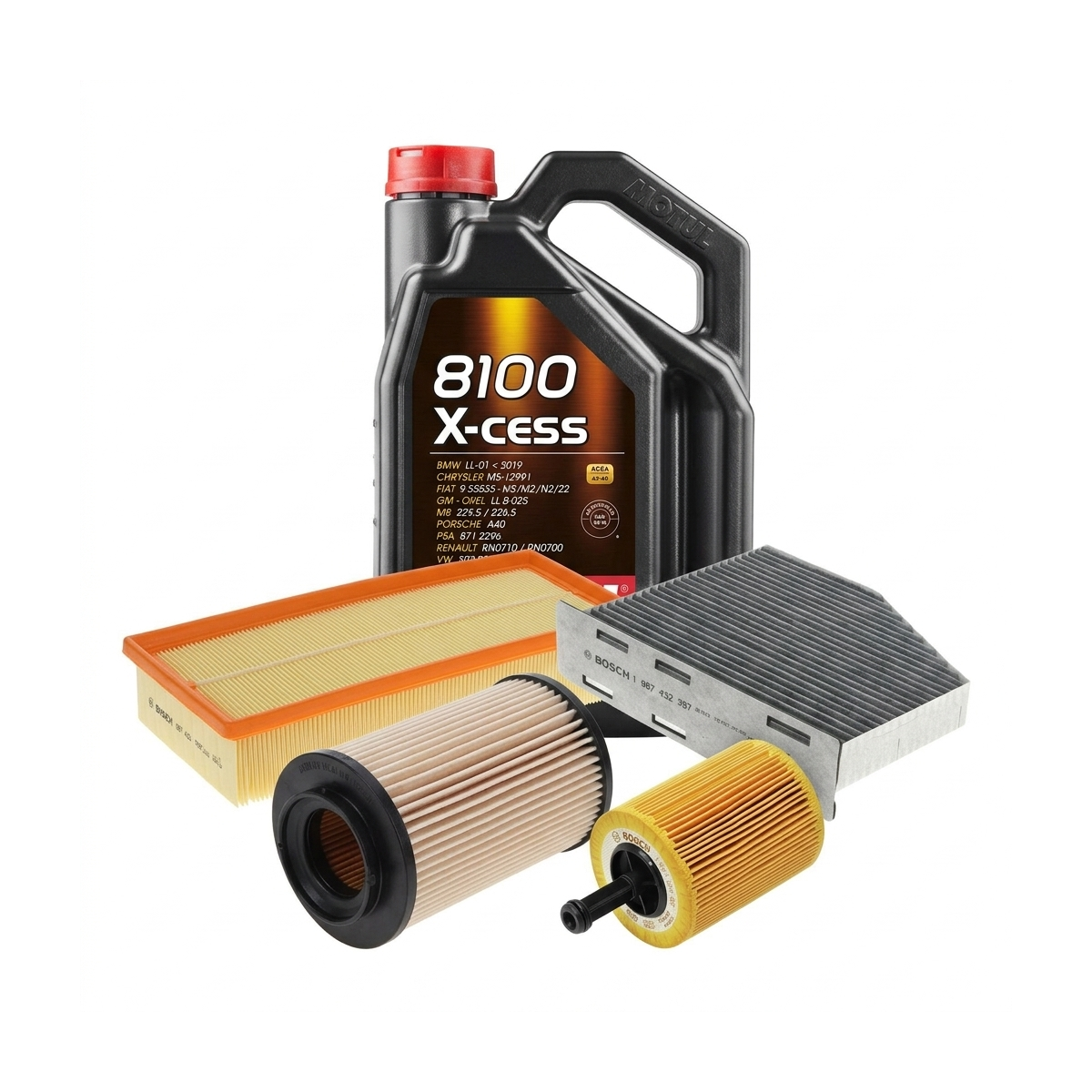 Kit revizie ulei Motul 8100 X-CESS 5W-40 + filtre Skoda Octavia 2 2.0 TDI 136 CP – Bosch
