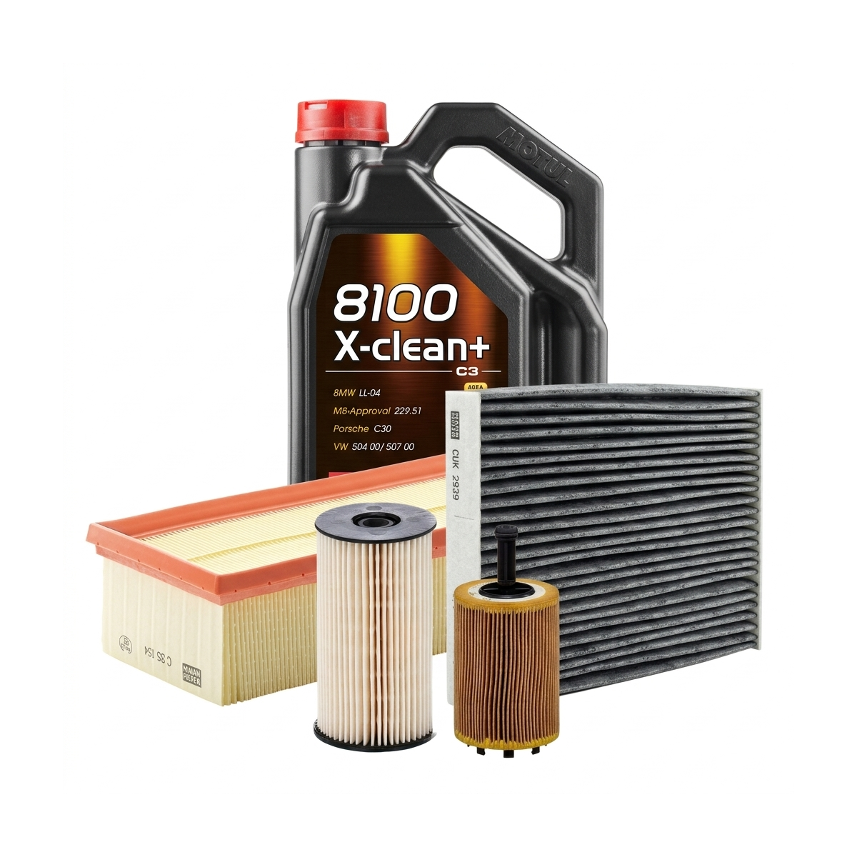 Kit revizie ulei Motul 8100 X-CLEAN+ 5W-30 + filtre Skoda Octavia 2 2.0 TDI 136 CP – MANN