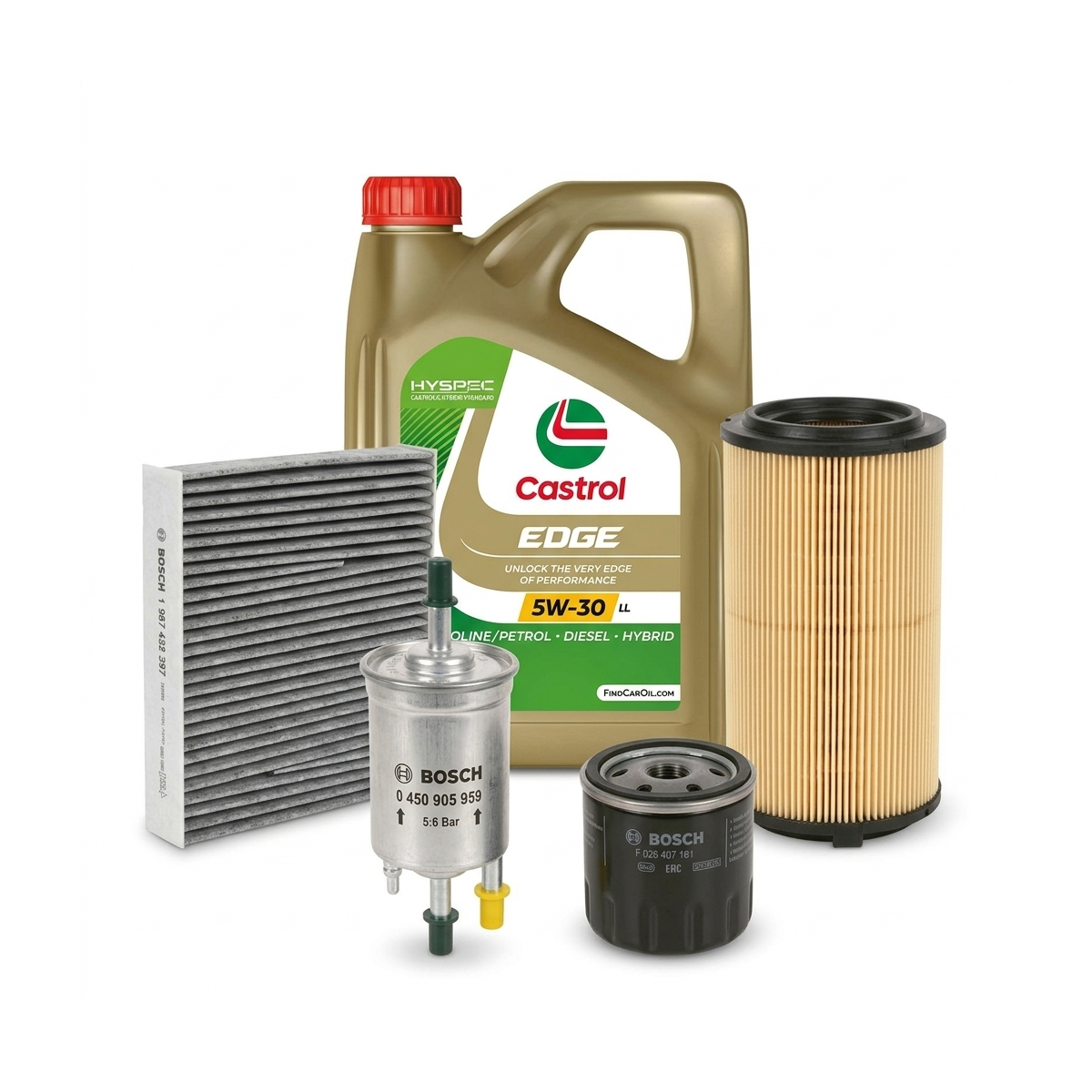 Kit revizie ulei Castrol EDGE 5W-30 LL + filtre Skoda Superb 2 1.4 TSI 125 CP – Bosch