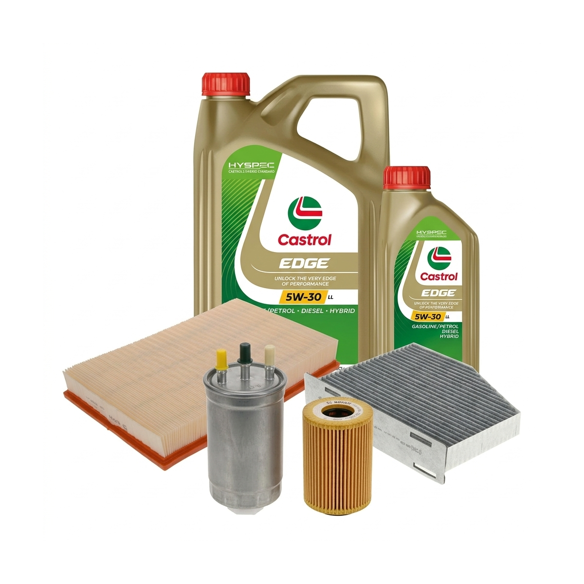 Kit revizie ulei Castrol EDGE 5W-30 LL + filtre Skoda Superb 2 3.6 FSI 4x4 260 CP – Bosch