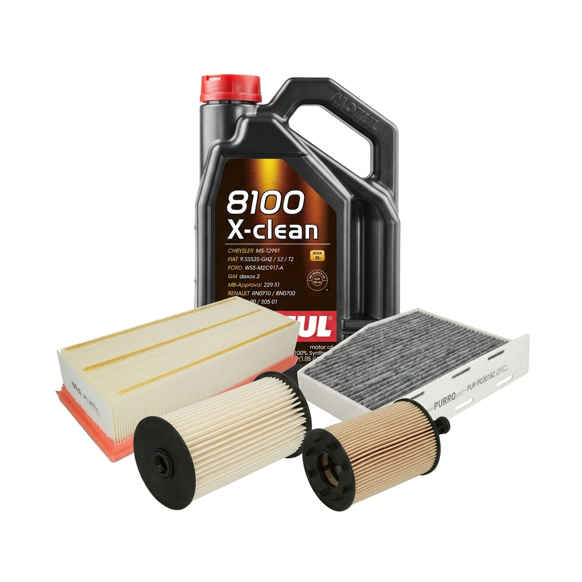 Kit revizie ulei Motul 8100 X-CLEAN 5W-40 + filtre VW Passat B6 2.0 TDI 120 CP – PURRO