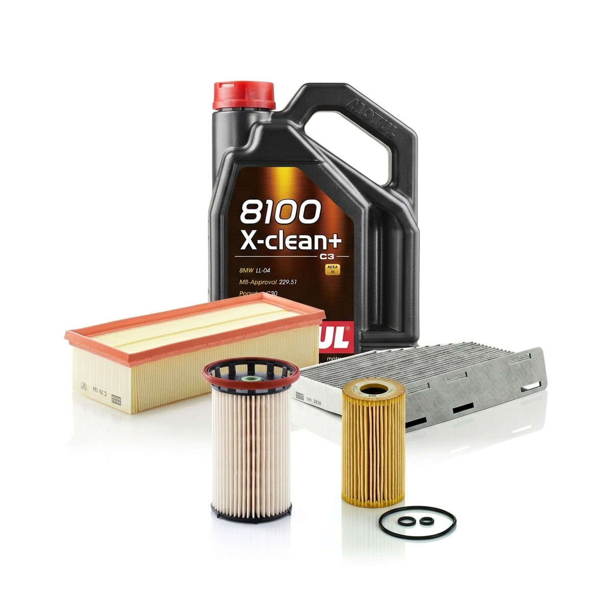 Kit revizie ulei Motul 8100 X-CLEAN+ 5W-30 + filtre VW Passat B7 2.0 TDI 140 CP – MANN