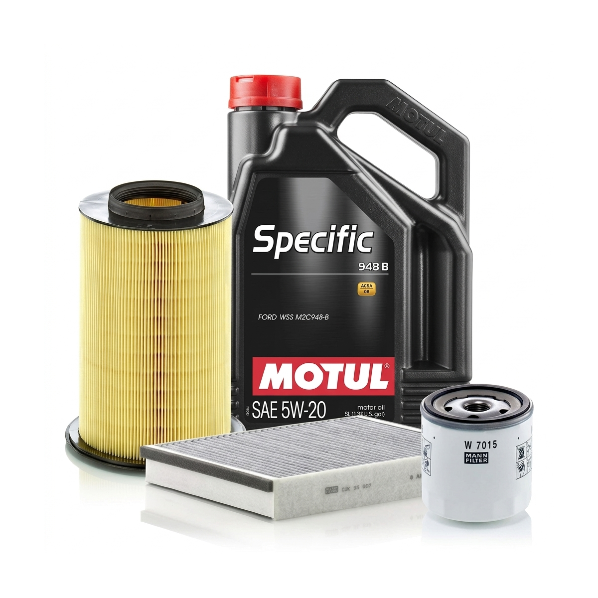 Kit revizie ulei Motul SPECIFIC 948B 5W-20 + filtre Ford Focus 3 1.0 EcoBoost 100 CP – MANN