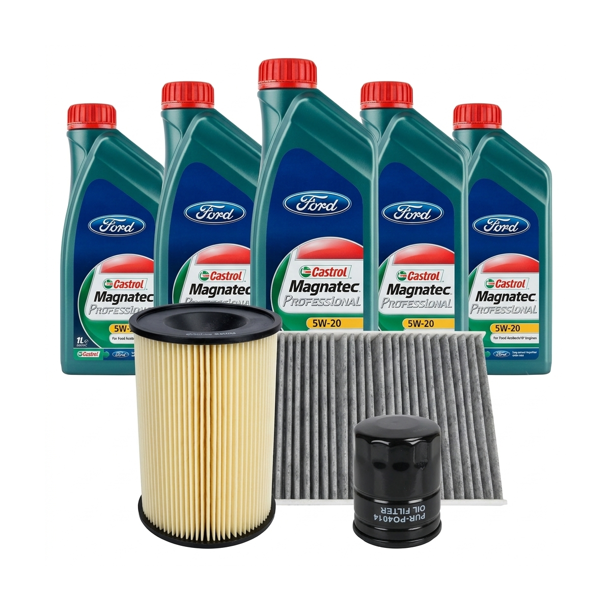 Kit revizie ulei Castrol Magnatec Professional Ford 5W-20 + filtre Ford Focus 3 1.0 EcoBoost 100 CP – PURRO