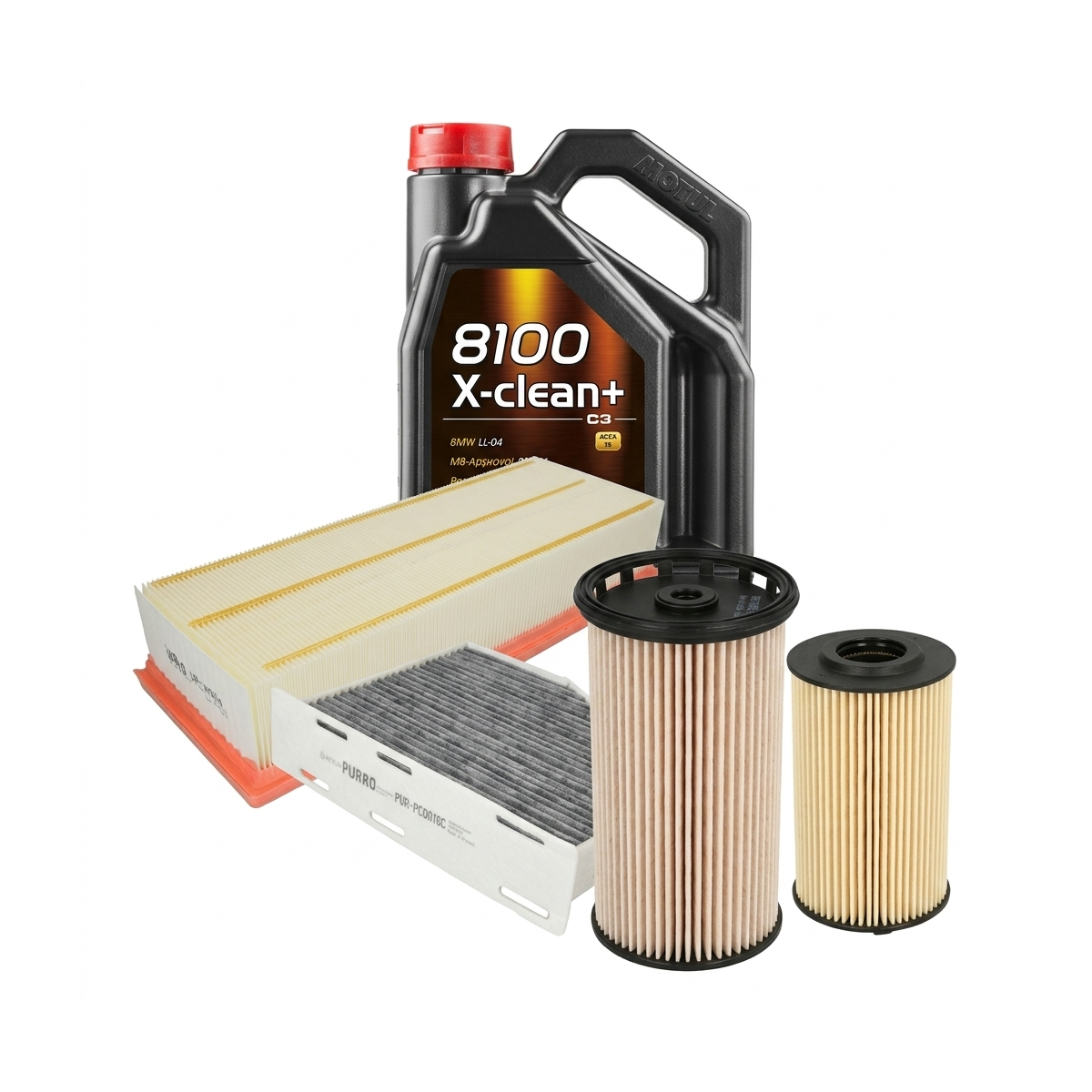 Kit revizie ulei Motul 8100 X-CLEAN+ 5W-30 + filtre VW Passat B7 2.0 TDI 170 CP – PURRO