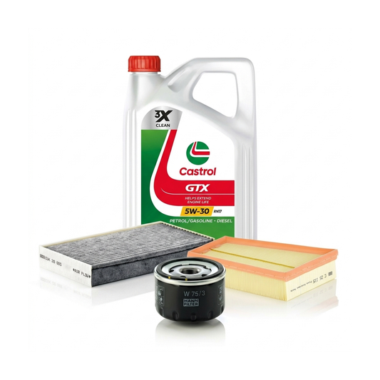 Kit revizie ulei Castrol GTX 5W-30 RN17 + filtre Renault Megane 3 1.6 16V 101 CP – MANN
