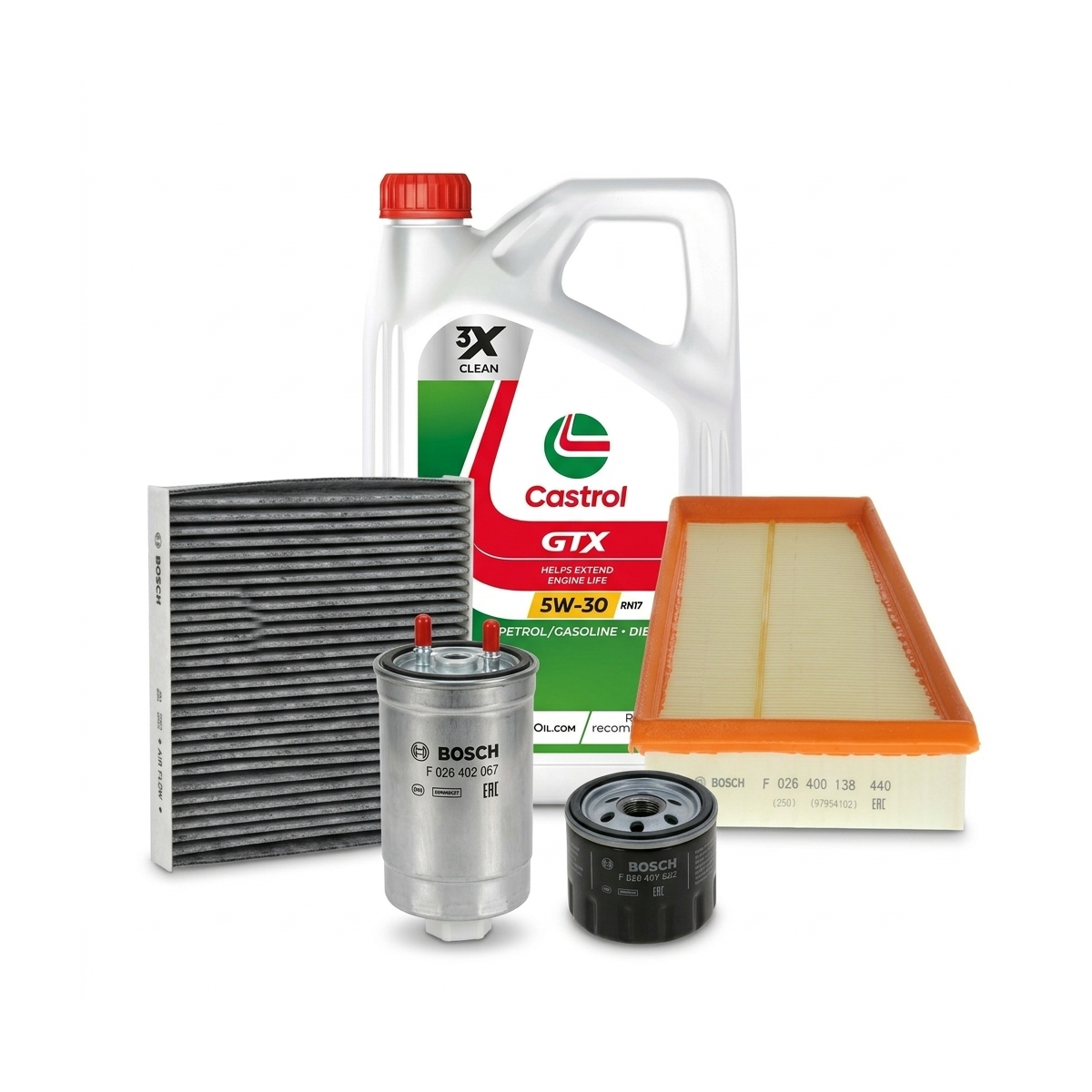 Kit revizie ulei Castrol GTX 5W-30 RN17 + filtre Renault Megane 3 1.5 dCi 110 CP – Bosch