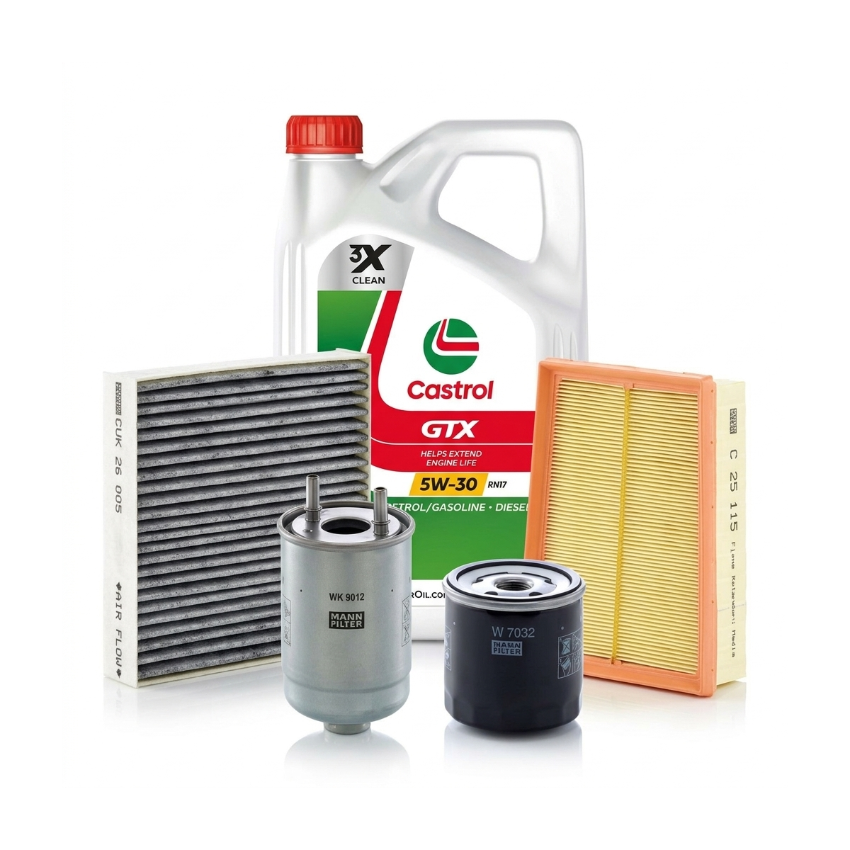 Kit revizie ulei Castrol GTX 5W-30 RN17 + filtre Renault Megane 3 1.5 dCi 110 CP – MANN
