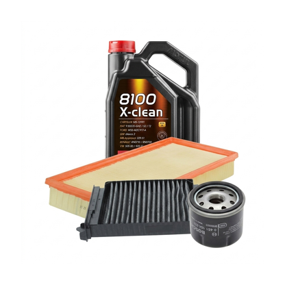 Kit revizie ulei Motul 8100 X-CLEAN 5W-40 + filtre Renault Clio 3 1.2 16V Hi-Flex 75 CP – Bosch