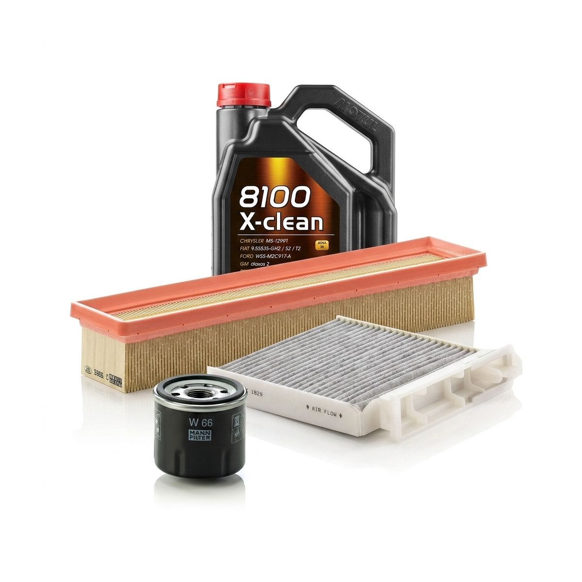 Kit revizie ulei Motul 8100 X-CLEAN 5W-40 + filtre Renault Clio 3 1.2 16V Hi-Flex 75 CP – MANN