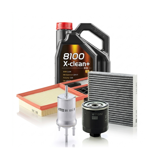 Kit revizie ulei Motul 8100 X-CLEAN+ 5W-30 + filtre VW Golf 6 1.4 80 CP – MANN