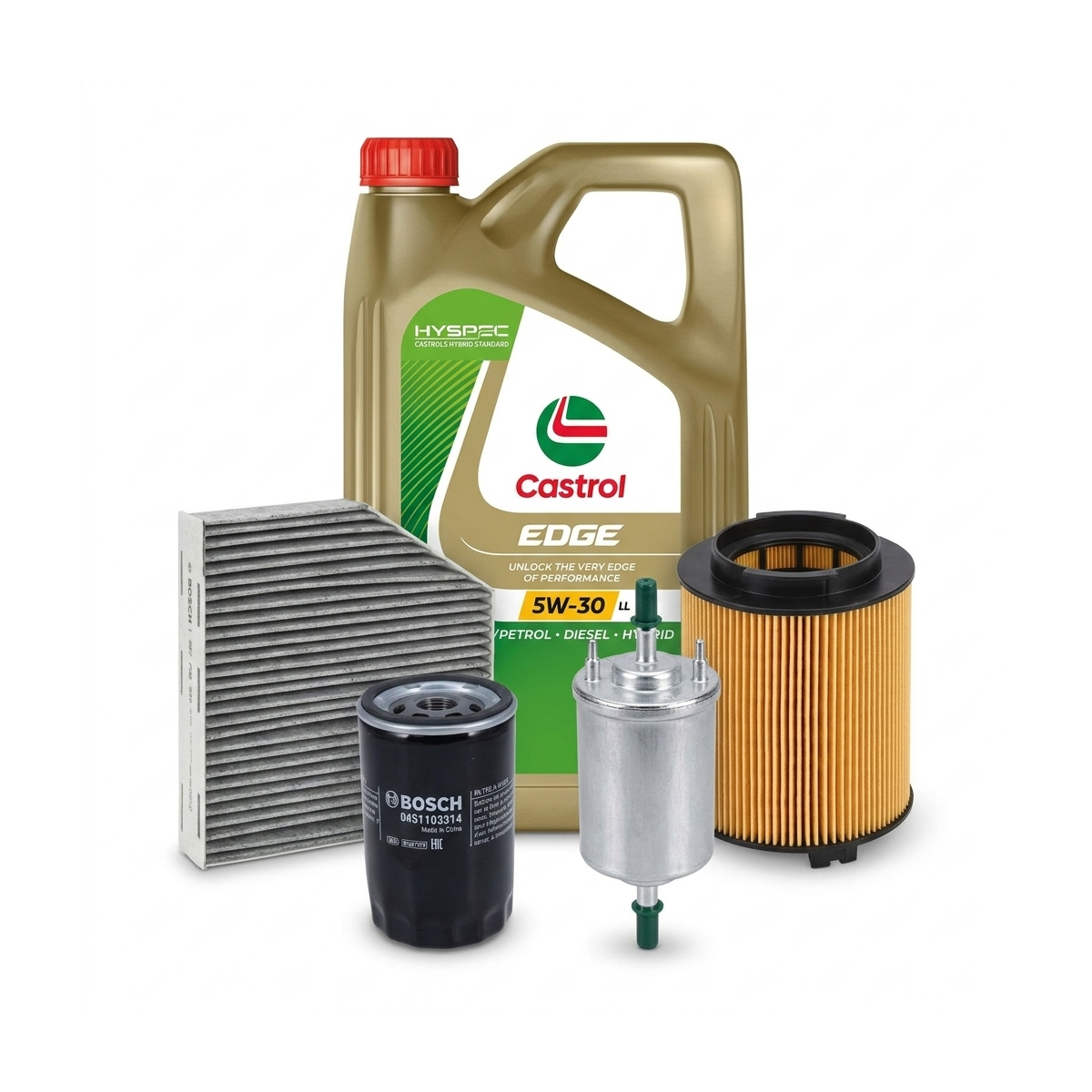 Kit revizie ulei Castrol EDGE 5W-30 LL + filtre VW Golf 6 1.6 102 CP – Bosch