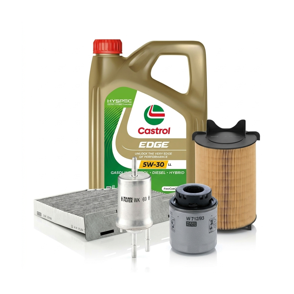 Kit revizie ulei Castrol EDGE 5W-30 LL + filtre VW Golf 6 1.4 TSI 122 CP – MANN