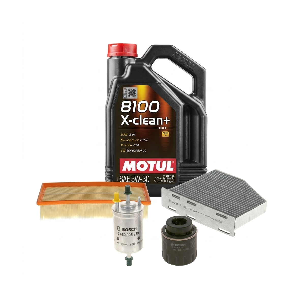 Kit revizie ulei Motul 8100 X-CLEAN+ 5W-30 + filtre VW Golf 6 1.4 TSI 160 CP – Bosch
