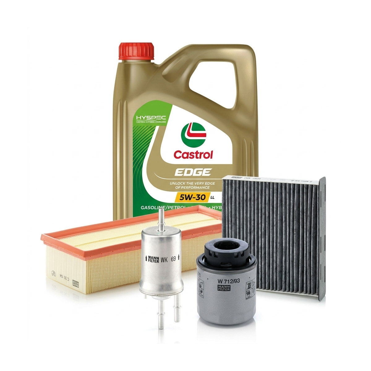 Kit revizie ulei Castrol EDGE 5W-30 LL + filtre VW Golf 6 1.4 TSI 160 CP – MANN