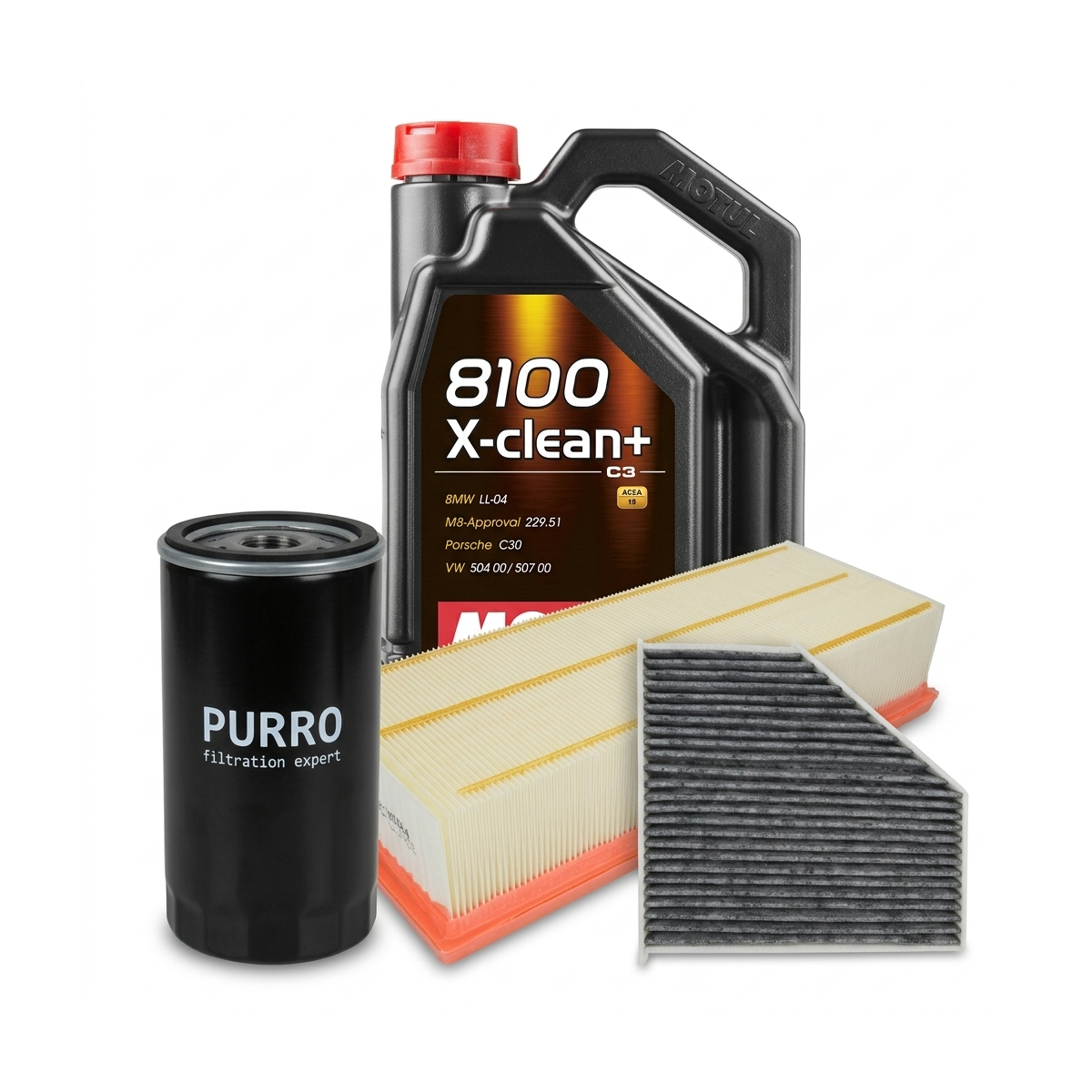 Kit revizie ulei Motul 8100 X-CLEAN+ 5W-30 + filtre VW Golf 6 1.4 TSI 160 CP – PURRO