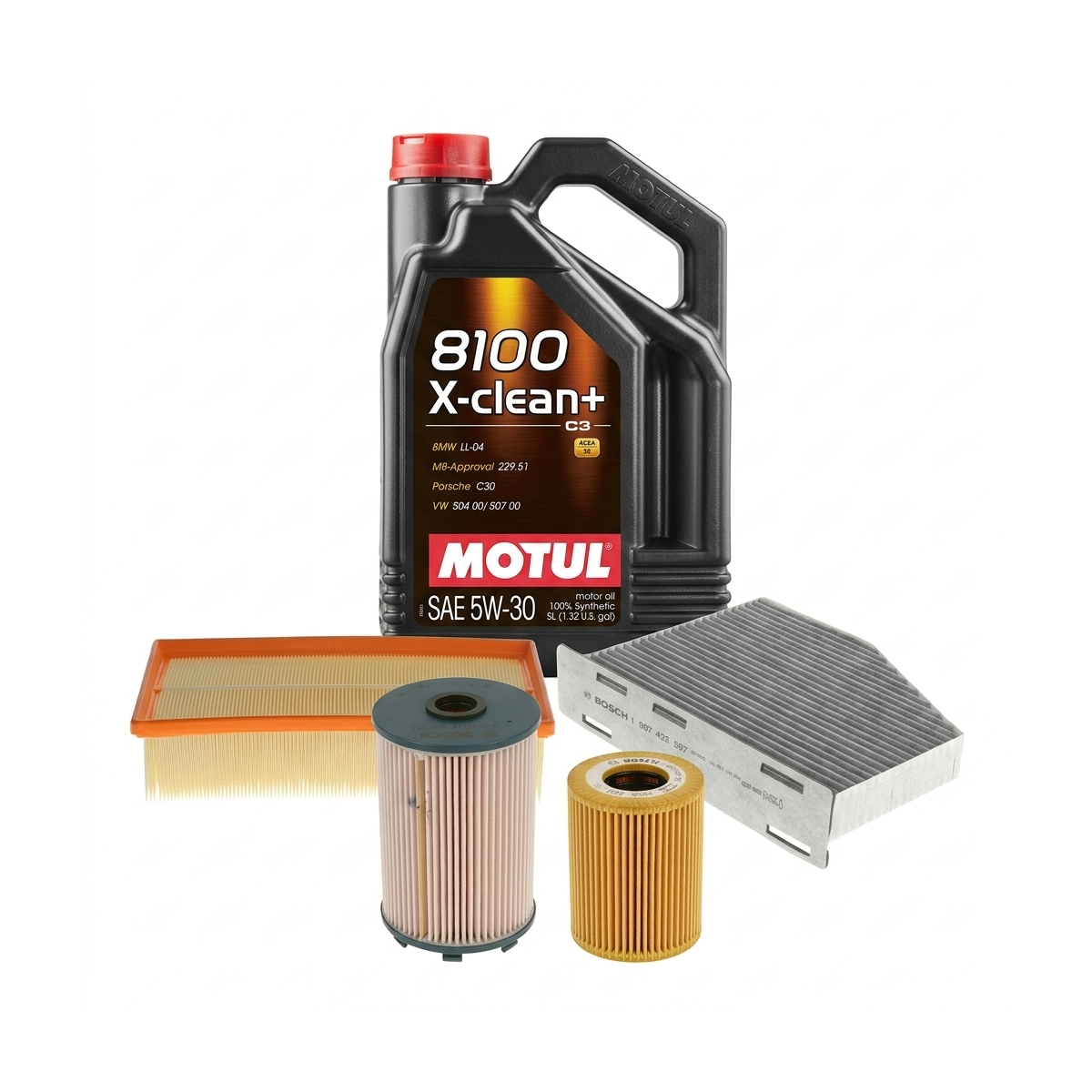 Kit revizie ulei Motul 8100 X-CLEAN+ 5W-30 + filtre VW Golf 6 2.0 TDI 140 CP – Bosch