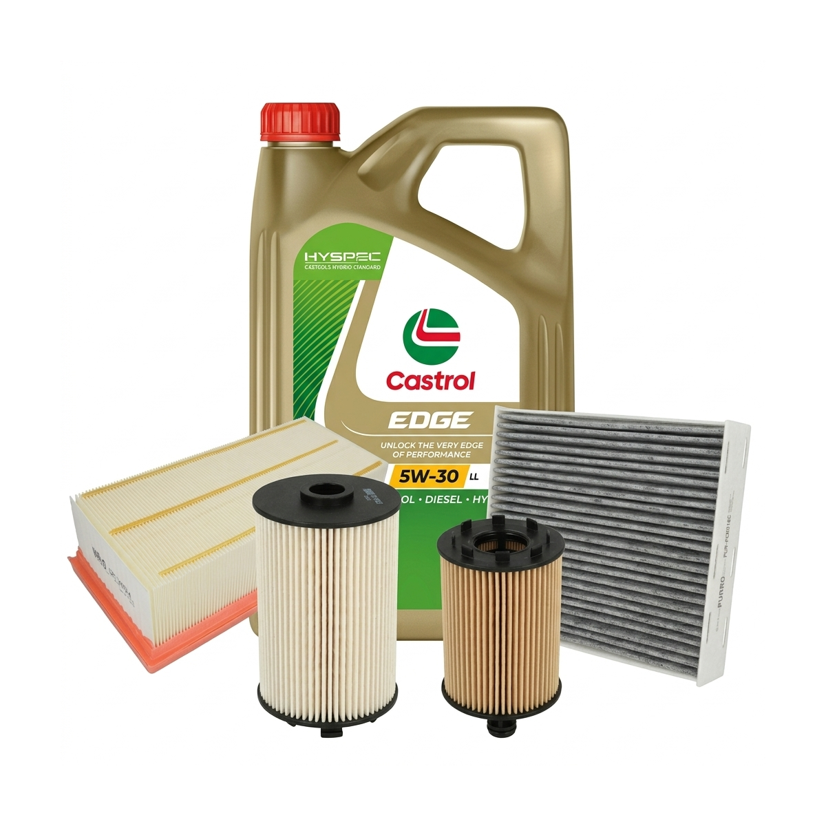 Kit revizie ulei Castrol EDGE 5W-30 LL + filtre VW Golf 6 2.0 TDI 140 CP – PURRO