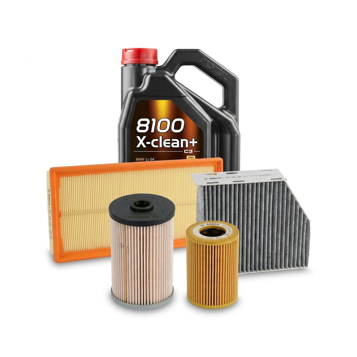 Kit revizie ulei Motul 8100 X-CLEAN+ 5W-30 + filtre VW Golf 6 2.0 TDI 110 CP – Bosch
