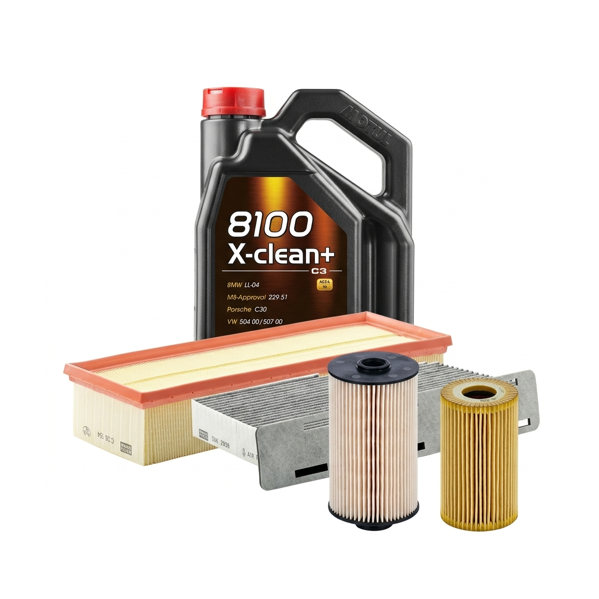 Kit revizie ulei Motul 8100 X-CLEAN+ 5W-30 + filtre VW Golf 6 2.0 TDI 110 CP – MANN