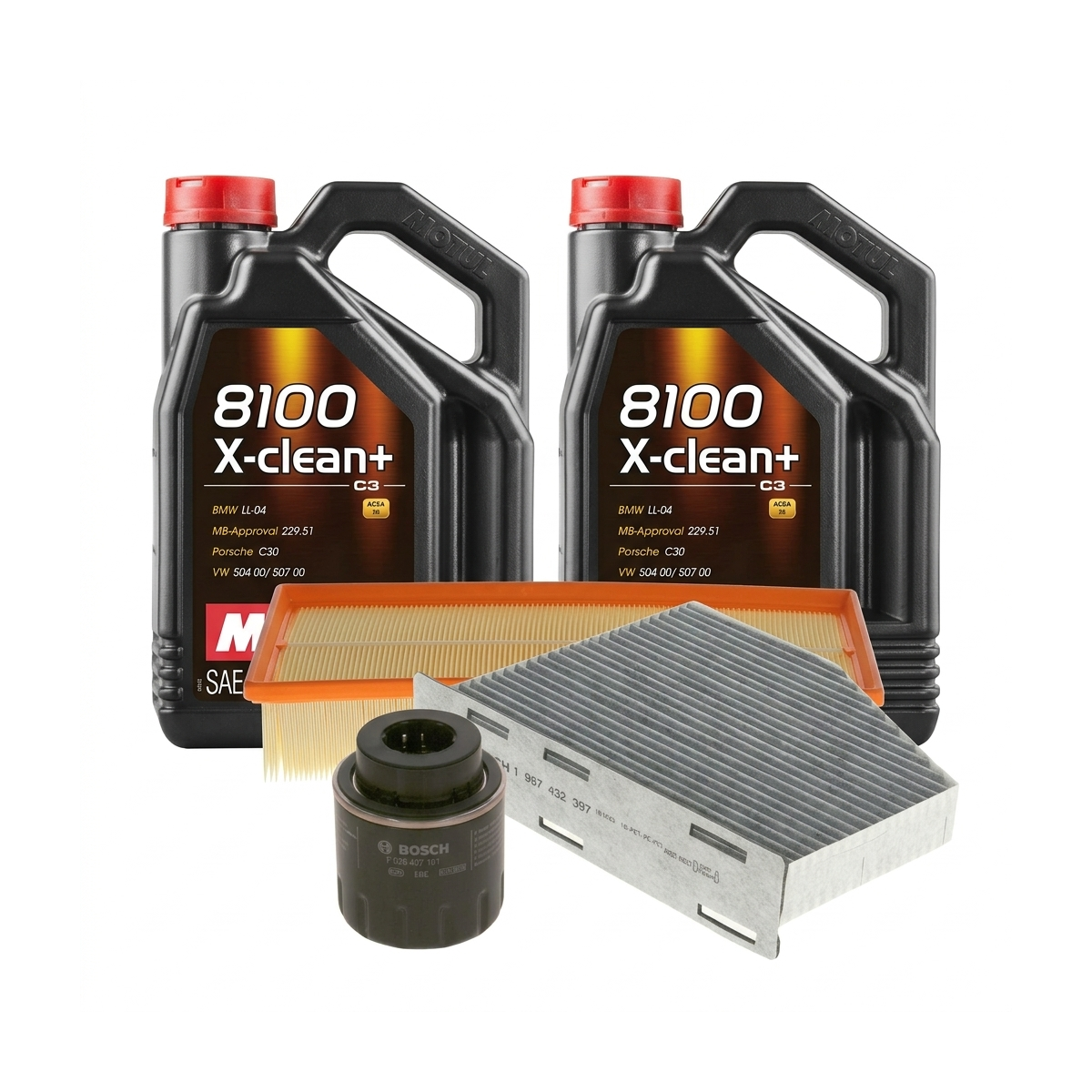 Kit revizie ulei Motul 8100 X-CLEAN+ 5W-30 + filtre VW Tiguan 5N 1.4 TSI 150 CP – Bosch