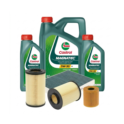 Kit revizie ulei Castrol MAGNATEC 5W-30 A5 + filtre Ford Focus 2 2.0 TDCi 110 CP – Bosch