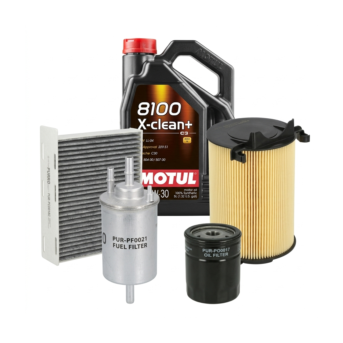 Kit revizie ulei Motul 8100 X-CLEAN+ 5W-30 + filtre Skoda Octavia 2 1.6 MultiFuel 102 CP – PURRO