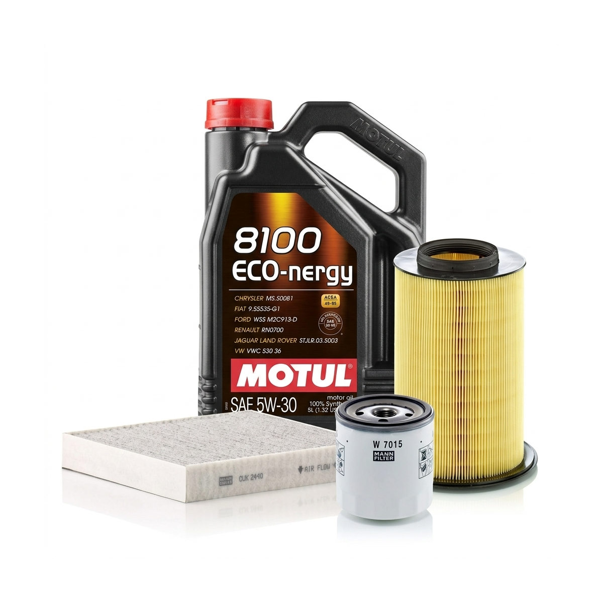 Kit revizie ulei Motul 8100 ECO-NERGY 5W-30 + filtre Ford Focus 2 1.8 125 CP – MANN