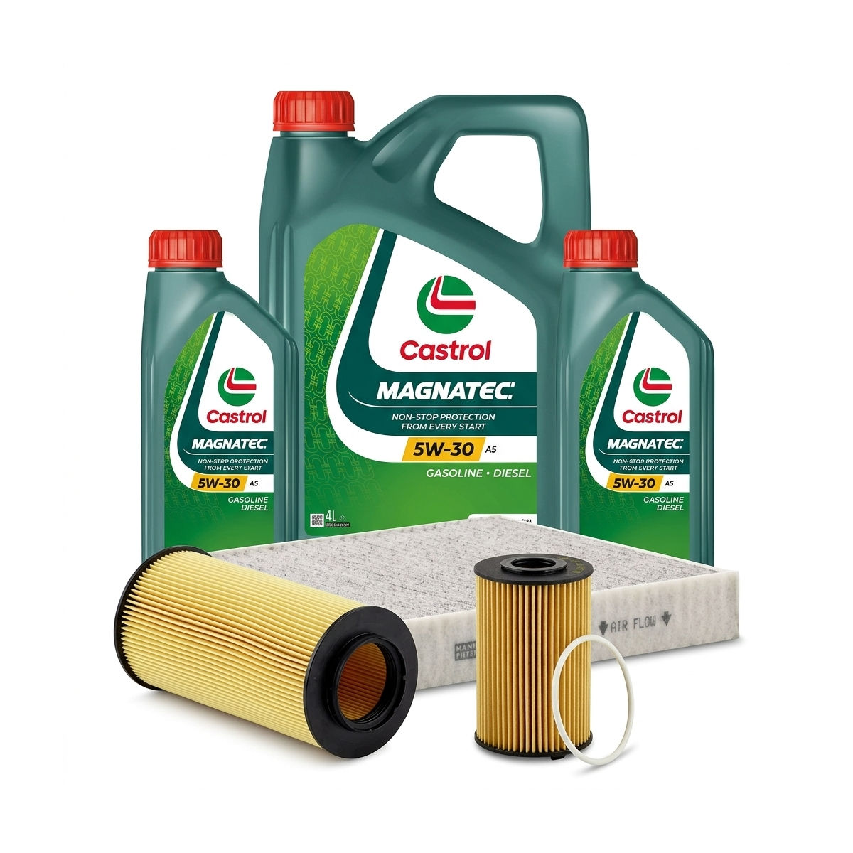 Kit revizie ulei Castrol MAGNATEC 5W-30 A5 + filtre Ford Focus 2 2.5 RS 305 CP – MANN