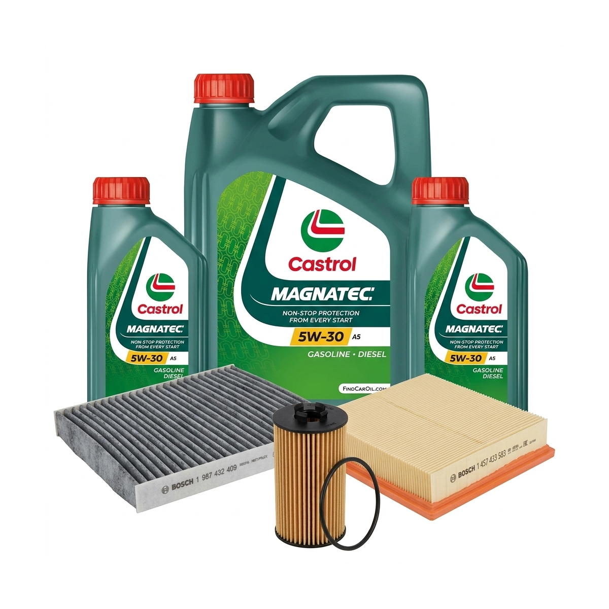 Kit revizie ulei Castrol MAGNATEC 5W-30 A5 + filtre Ford Kuga 1 2.5 4x4 200 CP – Bosch