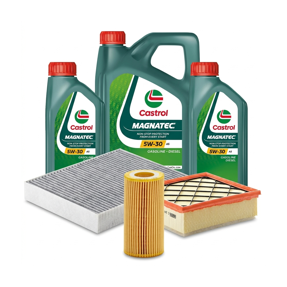 Kit revizie ulei Castrol MAGNATEC 5W-30 A5 + filtre Ford Kuga 1 2.5 4x4 200 CP – MANN