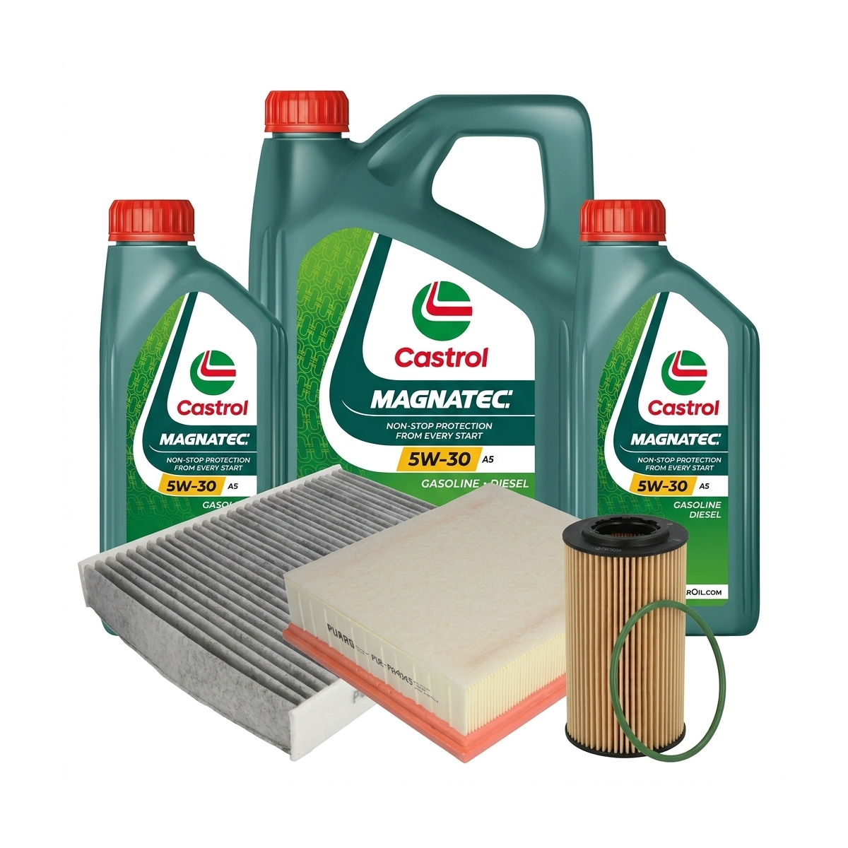 Kit revizie ulei Castrol MAGNATEC 5W-30 A5 + filtre Ford Kuga 1 2.5 4x4 200 CP – PURRO