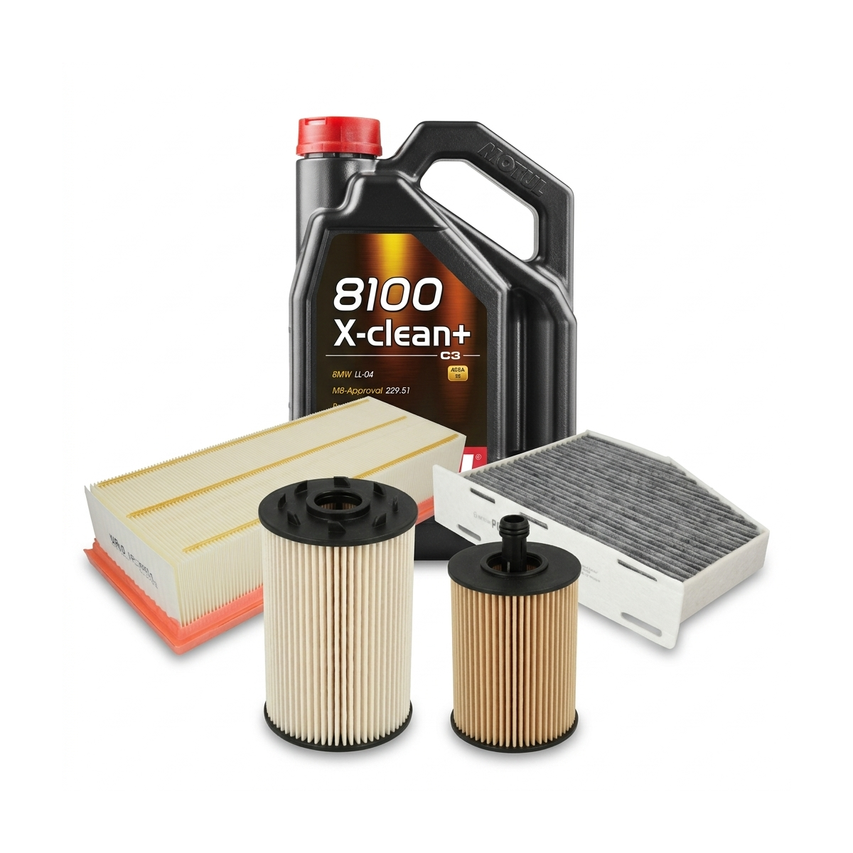 Kit revizie ulei Motul 8100 X-CLEAN+ 5W-30 + filtre VW Golf 6 2.0 TDI 170 CP – PURRO