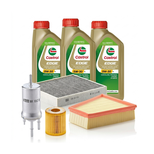 Kit revizie ulei Castrol EDGE 5W-30 LL + filtre VW Polo 5 1.2 60 CP – MANN
