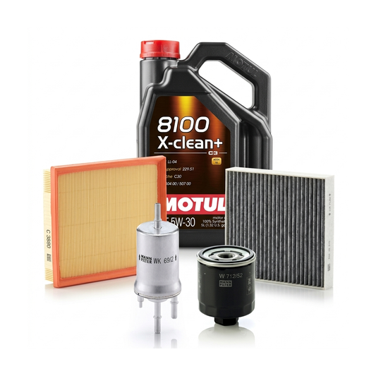 Kit revizie ulei Motul 8100 X-CLEAN+ 5W-30 + filtre VW Polo 5 1.4 86 CP – MANN