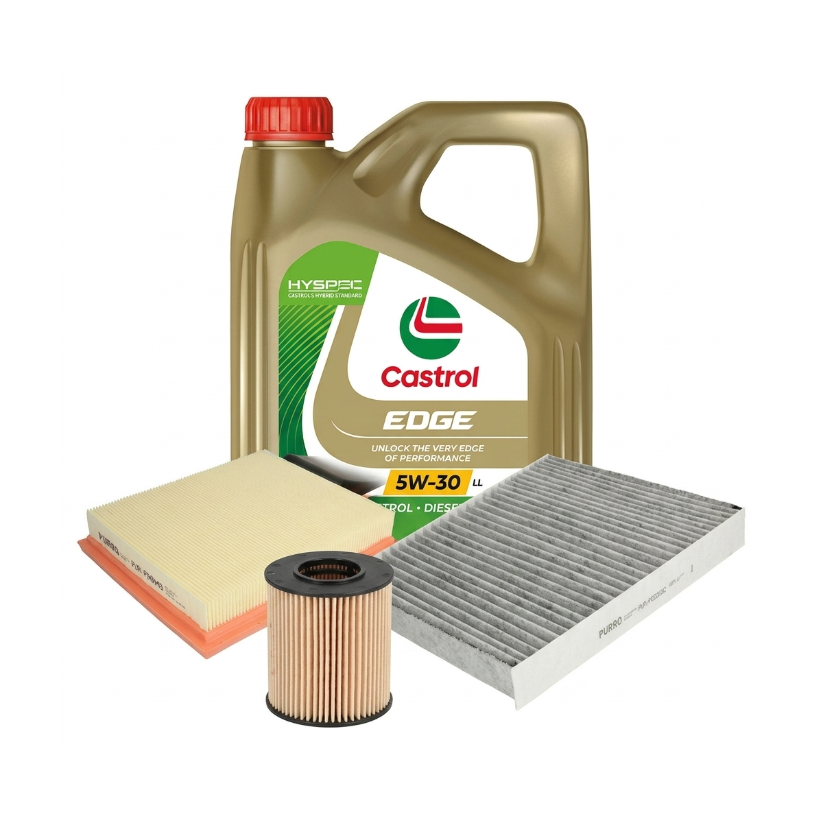 Kit revizie ulei Castrol EDGE 5W-30 LL + filtre VW Polo 5 1.4 86 CP – PURRO