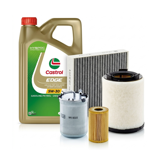 Kit revizie ulei Castrol EDGE 5W-30 LL + filtre VW Polo 5 1.6 TDI 75 CP – MANN