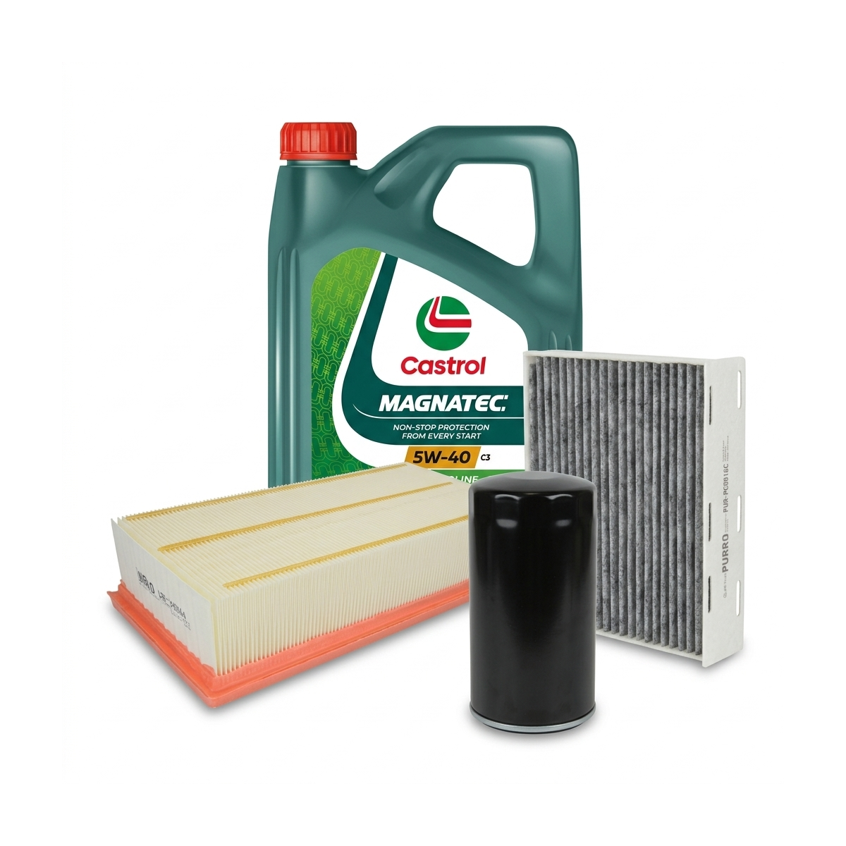 Kit revizie ulei Castrol MAGNATEC 5W-40 C3 + filtre VW Passat B6 1.4 TSI EcoFuel 150 CP – PURRO
