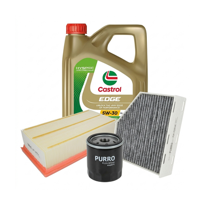 Kit revizie ulei Castrol EDGE 5W-30 LL + filtre VW Passat B6 1.4 TSI EcoFuel 150 CP – PURRO