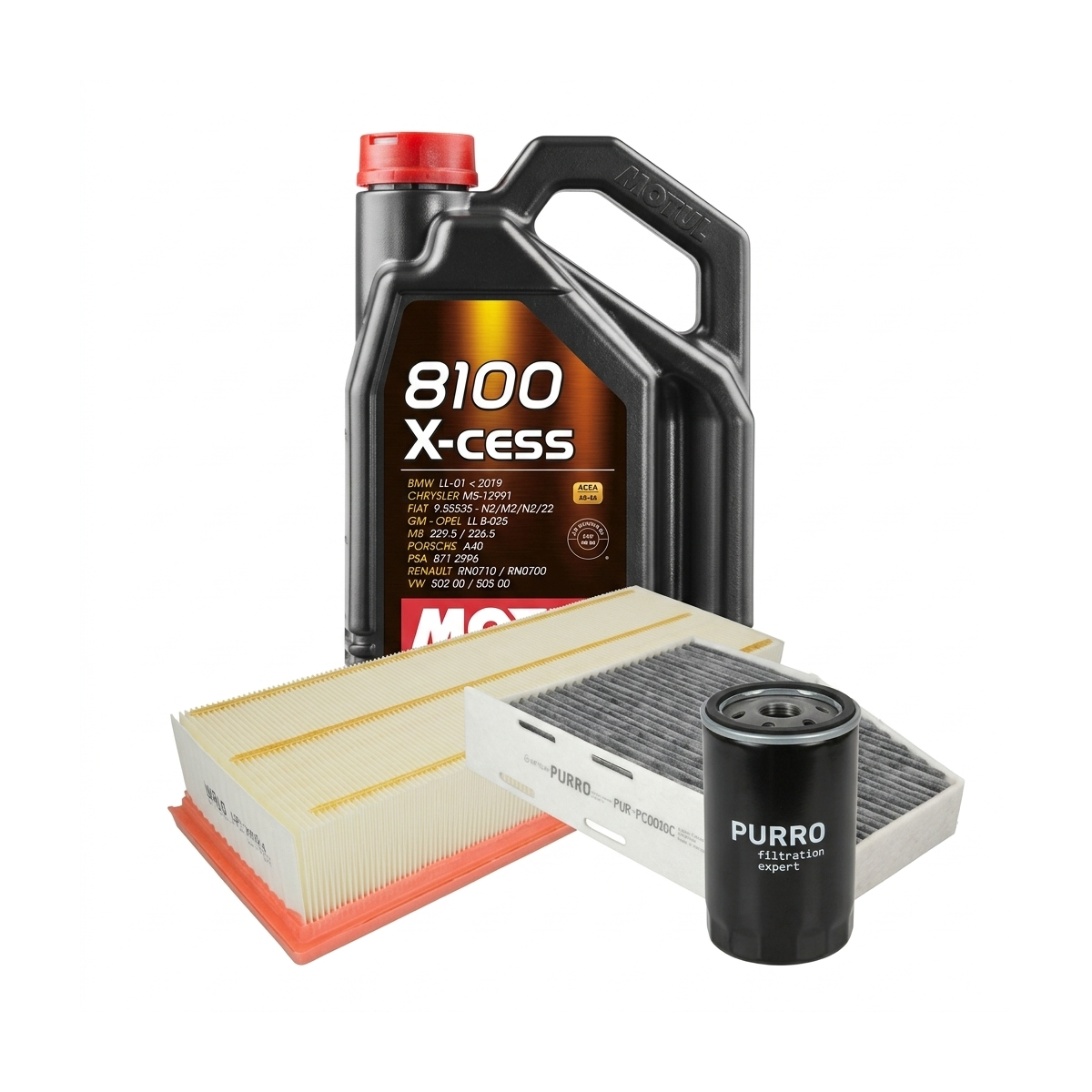 Kit revizie ulei Motul 8100 X-CESS 5W-40 + filtre VW Passat B6 1.4 TSI EcoFuel 150 CP – PURRO