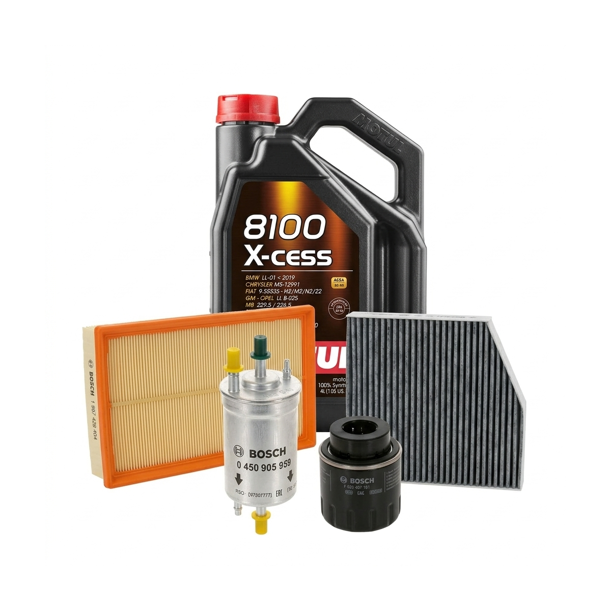 Kit revizie ulei Motul 8100 X-CESS 5W-40 + filtre VW Jetta 3 1.4 TSI 160 CP – Bosch