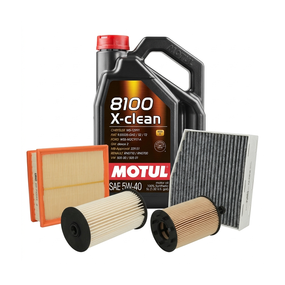 Kit revizie ulei Motul 8100 X-CLEAN 5W-40 + filtre VW Passat B6 2.0 TDI 110 CP – PURRO
